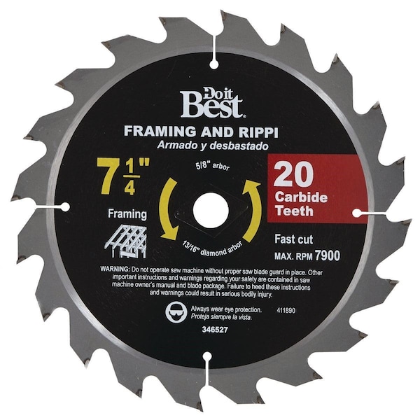 All-Source 7-1/4 In. 20-Tooth Framing & Ripping Circular Saw Blade 415481DB - main